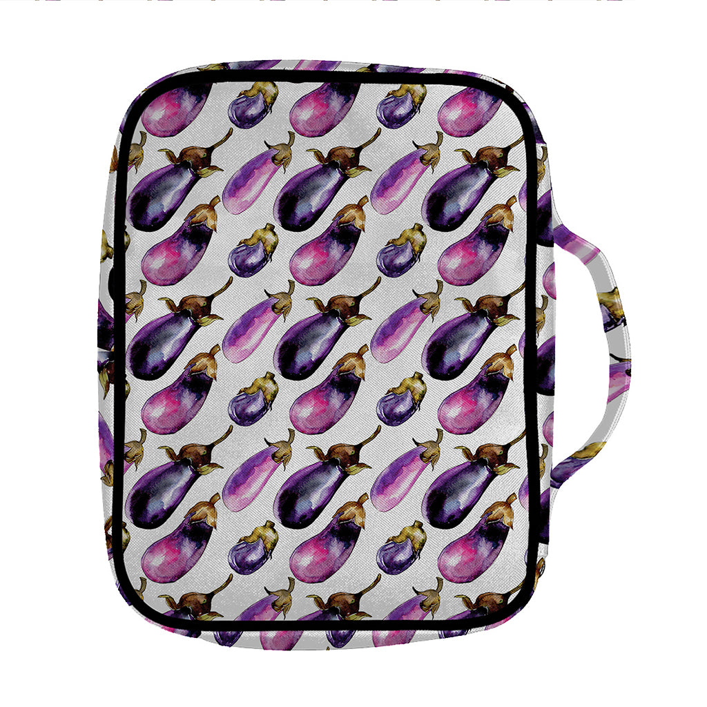 Watercolor Eggplant Pattern Print Front Pocket Bible Bag