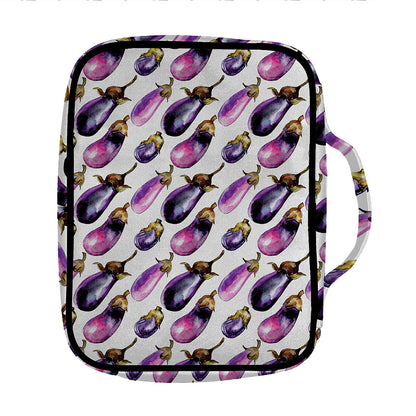 Watercolor Eggplant Pattern Print Front Pocket Bible Bag