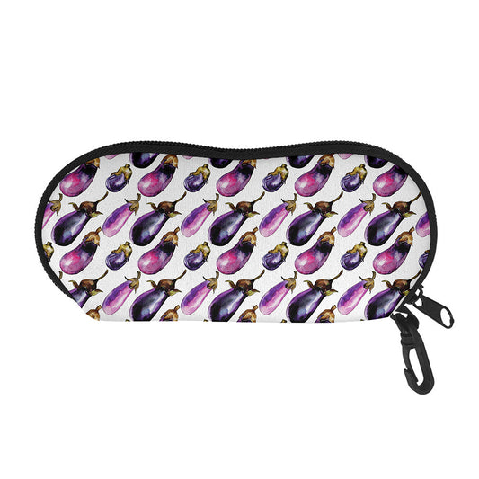 Watercolor Eggplant Pattern Print Glasses Case