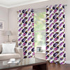 Watercolor Eggplant Pattern Print Grommet Curtains