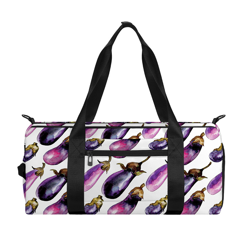 Watercolor Eggplant Pattern Print Gym Bag