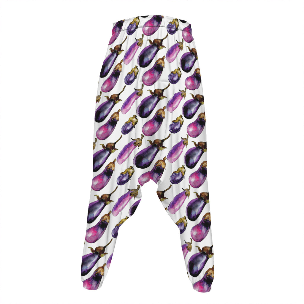 Watercolor Eggplant Pattern Print Hammer Pants