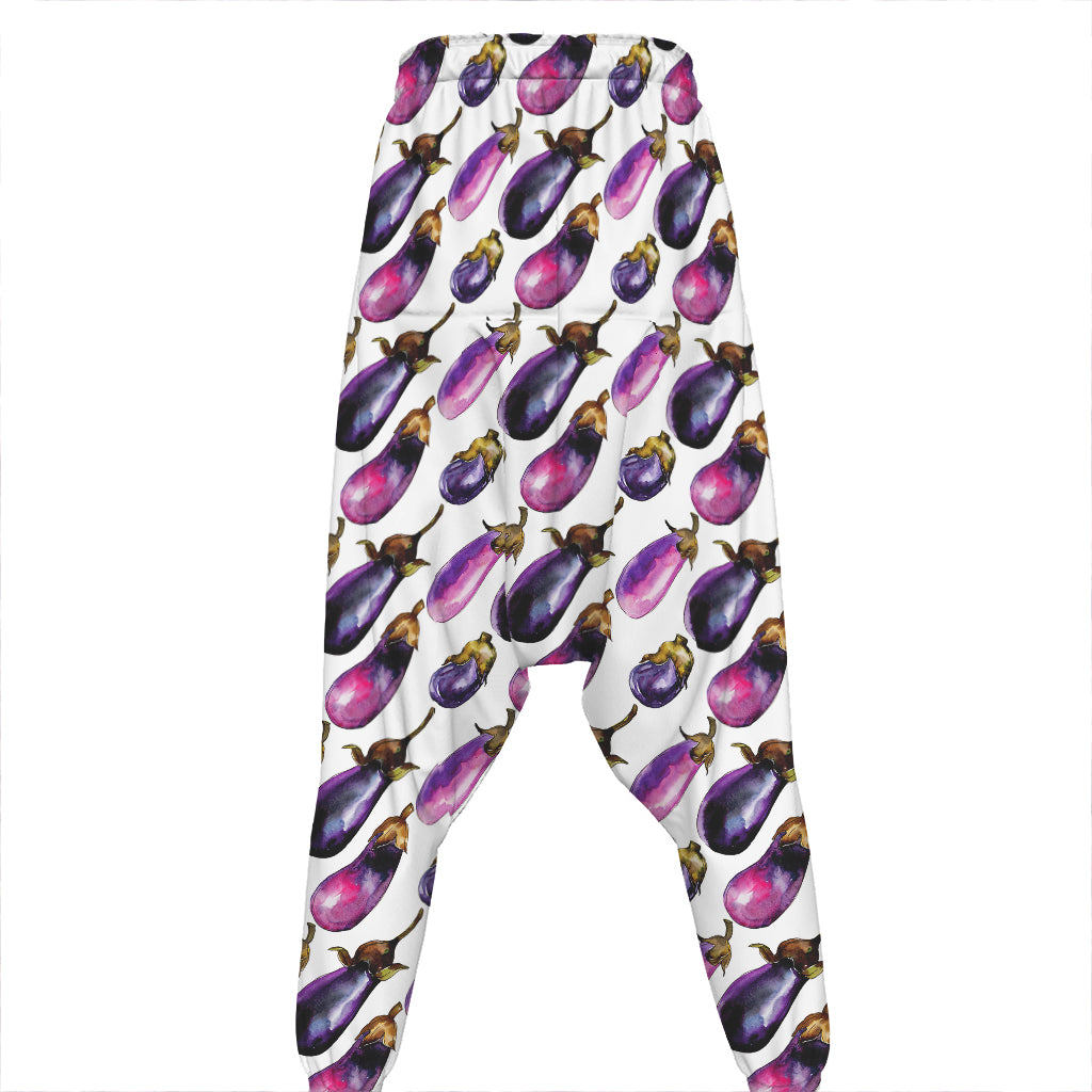 Watercolor Eggplant Pattern Print Hammer Pants