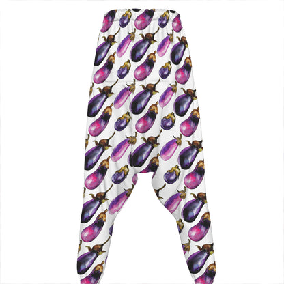 Watercolor Eggplant Pattern Print Hammer Pants