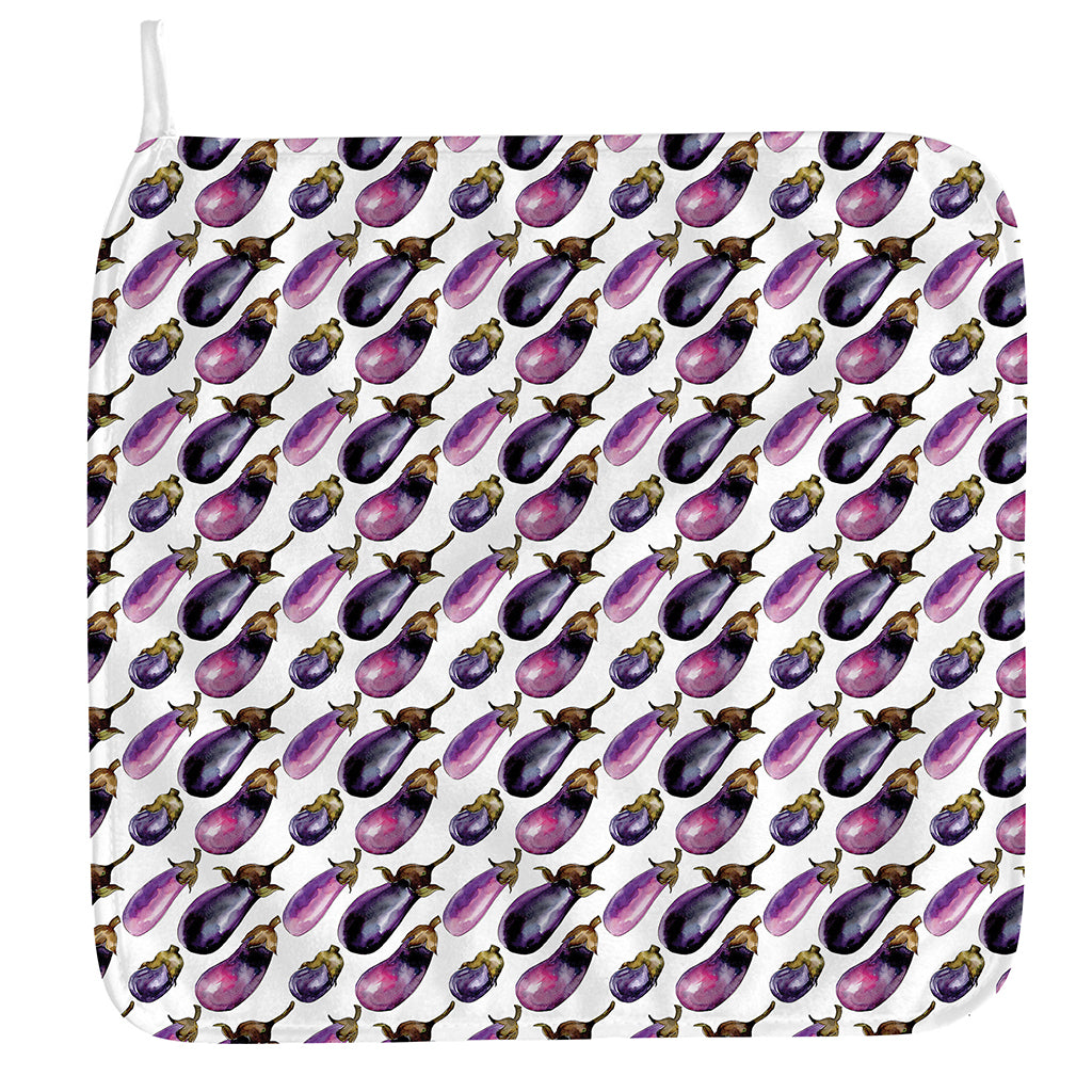 Watercolor Eggplant Pattern Print Hand Towel