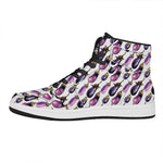 Watercolor Eggplant Pattern Print High Top Leather Sneakers