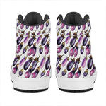 Watercolor Eggplant Pattern Print High Top Leather Sneakers