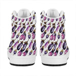 Watercolor Eggplant Pattern Print High Top Leather Sneakers
