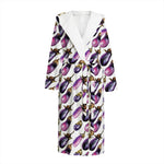 Watercolor Eggplant Pattern Print Hooded Bathrobe