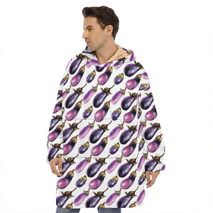 Watercolor Eggplant Pattern Print Hoodie Blanket