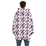 Watercolor Eggplant Pattern Print Hoodie Blanket