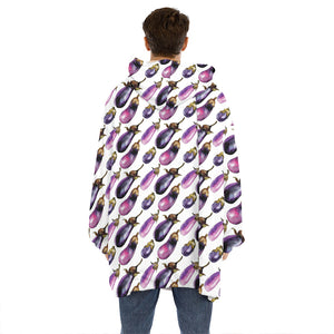 Watercolor Eggplant Pattern Print Hoodie Blanket