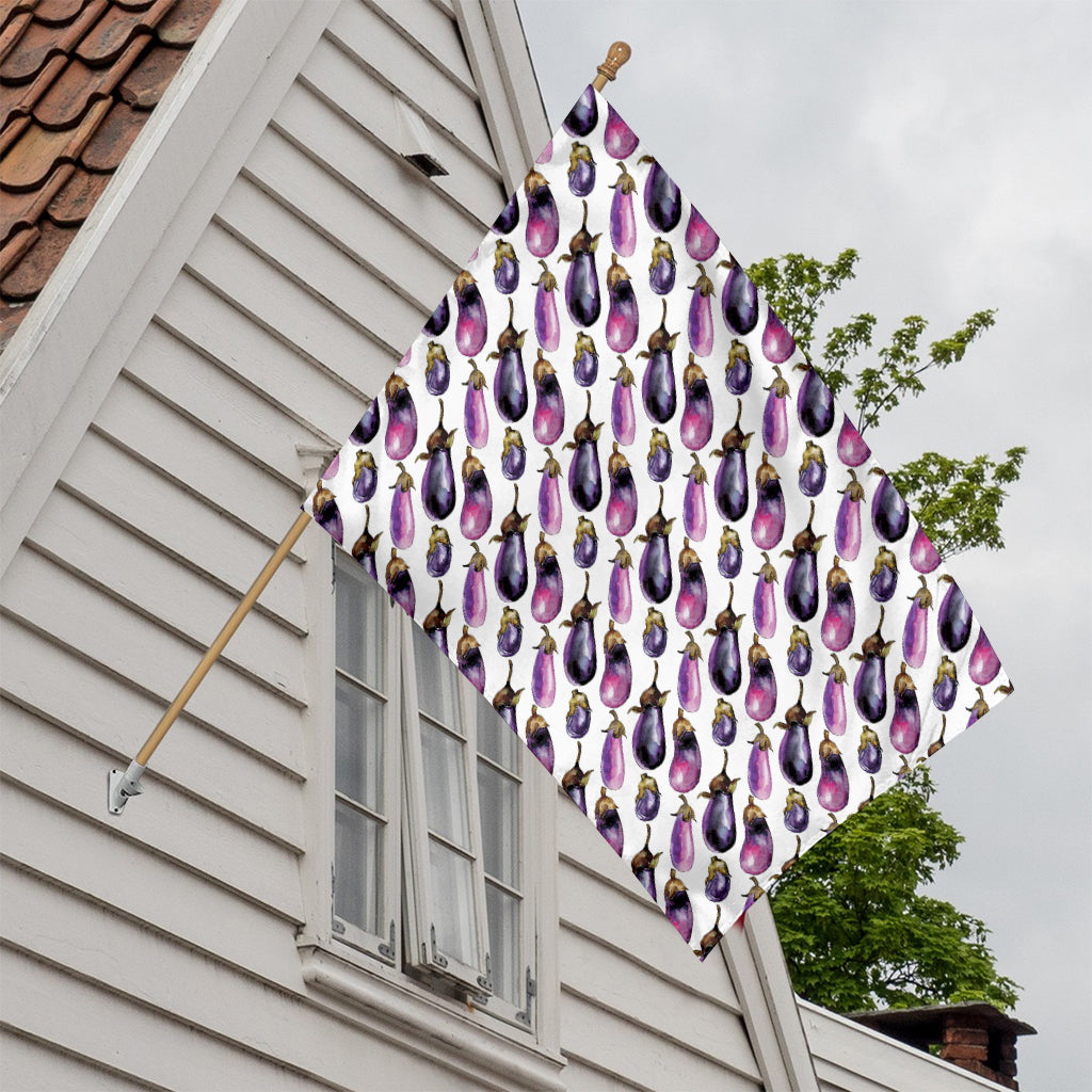 Watercolor Eggplant Pattern Print House Flag