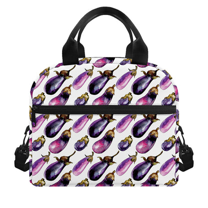 Watercolor Eggplant Pattern Print Insulated Lunch Bag