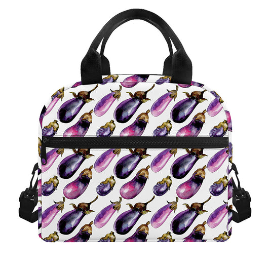 Watercolor Eggplant Pattern Print Insulated Lunch Bag