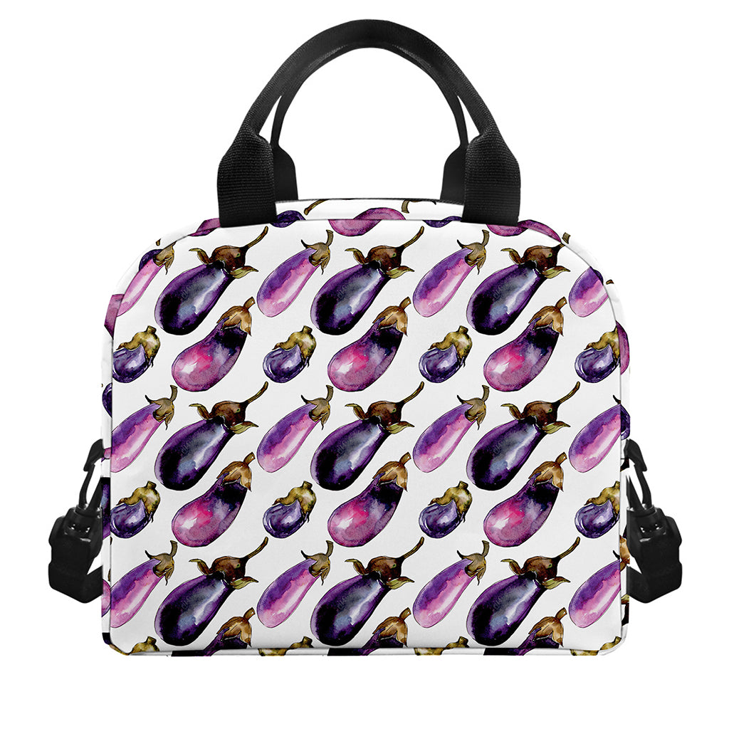 Watercolor Eggplant Pattern Print Insulated Lunch Bag