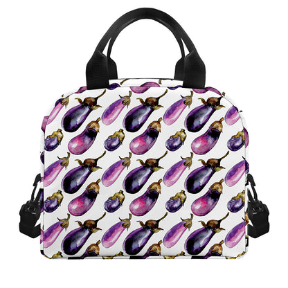 Watercolor Eggplant Pattern Print Insulated Lunch Bag