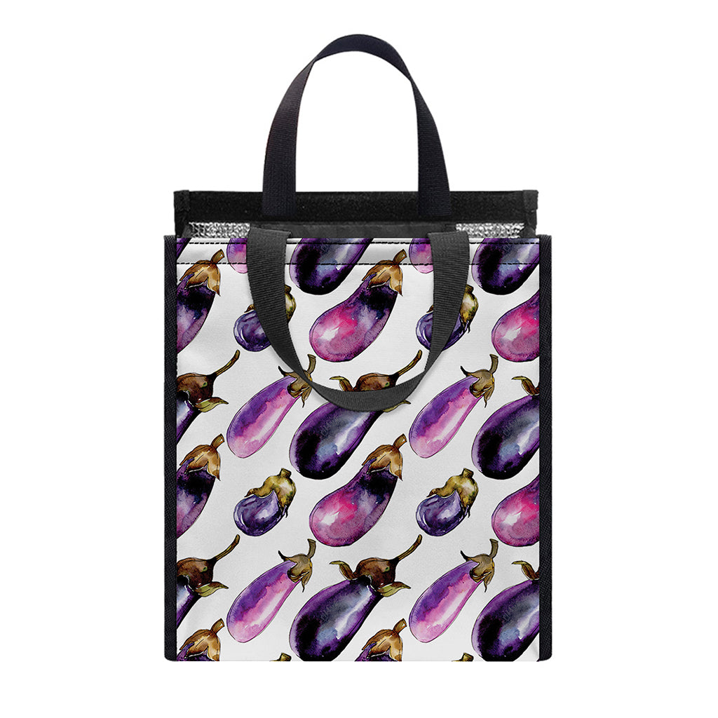 Watercolor Eggplant Pattern Print Insulated Lunch Tote