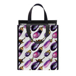 Watercolor Eggplant Pattern Print Insulated Lunch Tote