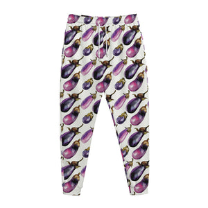 Watercolor Eggplant Pattern Print Jogger Pants