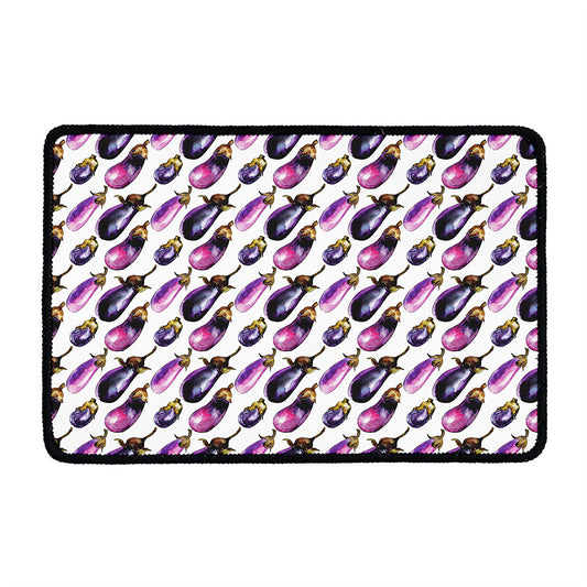 Watercolor Eggplant Pattern Print Kitchen Mat