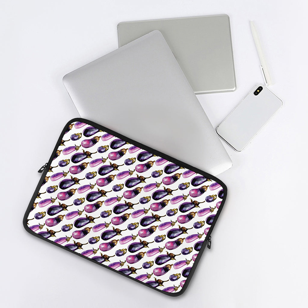 Watercolor Eggplant Pattern Print Laptop Sleeve