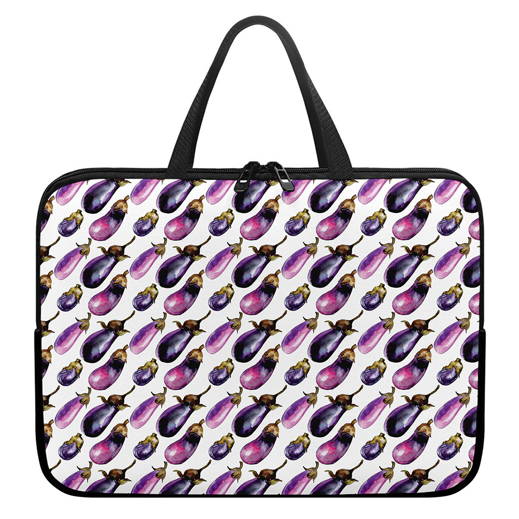 Watercolor Eggplant Pattern Print Laptop Sleeve With Handle