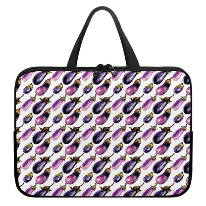 Watercolor Eggplant Pattern Print Laptop Sleeve With Handle