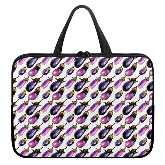 Watercolor Eggplant Pattern Print Laptop Sleeve With Handle