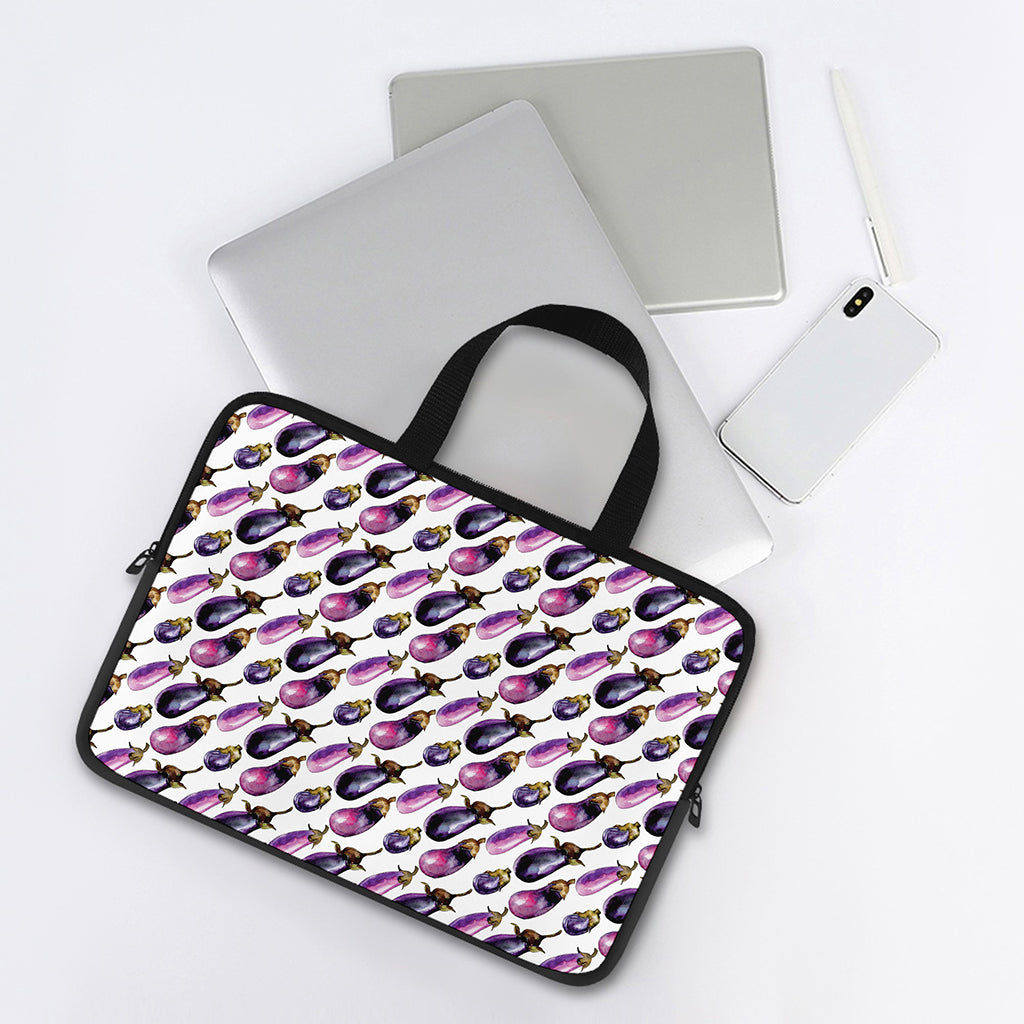 Watercolor Eggplant Pattern Print Laptop Sleeve With Handle