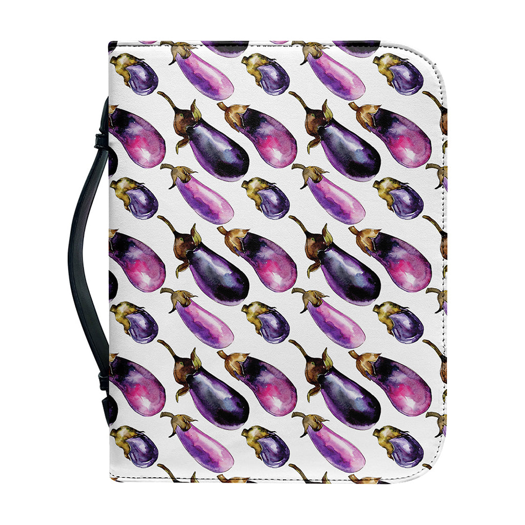 Watercolor Eggplant Pattern Print Leather Bible Cover