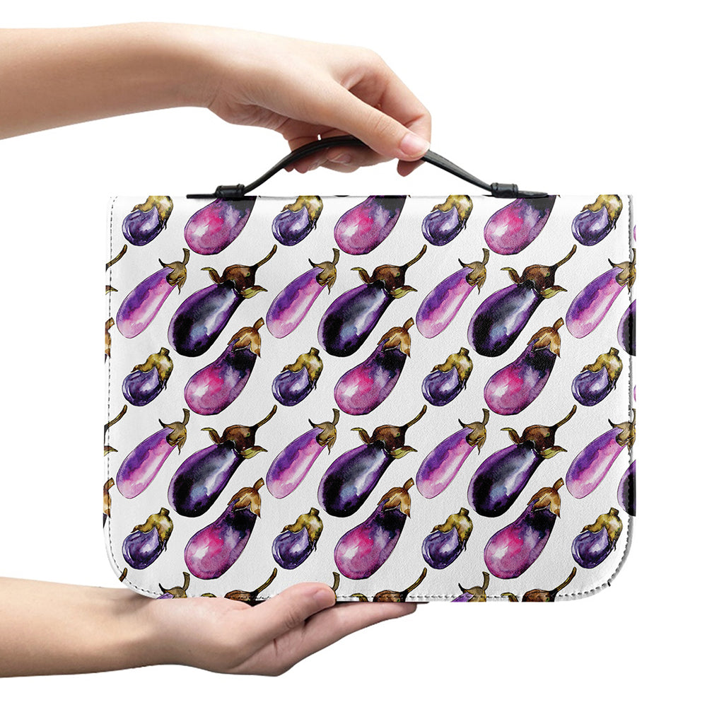 Watercolor Eggplant Pattern Print Leather Bible Cover