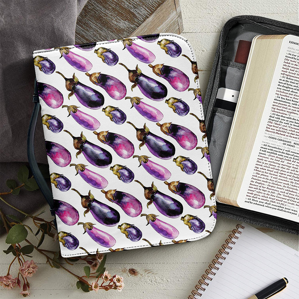 Watercolor Eggplant Pattern Print Leather Bible Cover