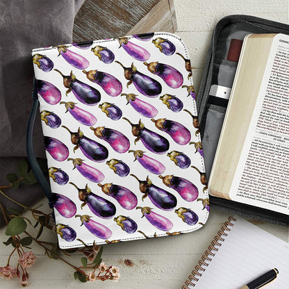 Watercolor Eggplant Pattern Print Leather Bible Cover