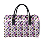 Watercolor Eggplant Pattern Print Leather Duffle Bag