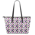 Watercolor Eggplant Pattern Print Leather Tote Bag With Zipper