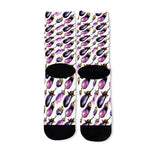 Watercolor Eggplant Pattern Print Long Socks