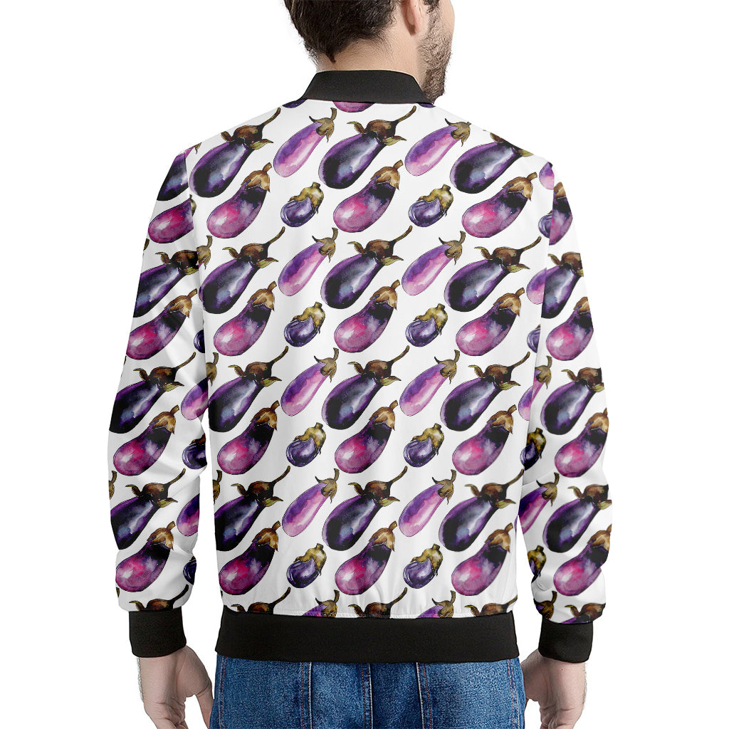 Watercolor Eggplant Pattern Print Men's Bomber Jacket