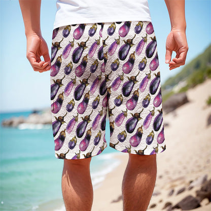 Watercolor Eggplant Pattern Print Men's Cargo Shorts