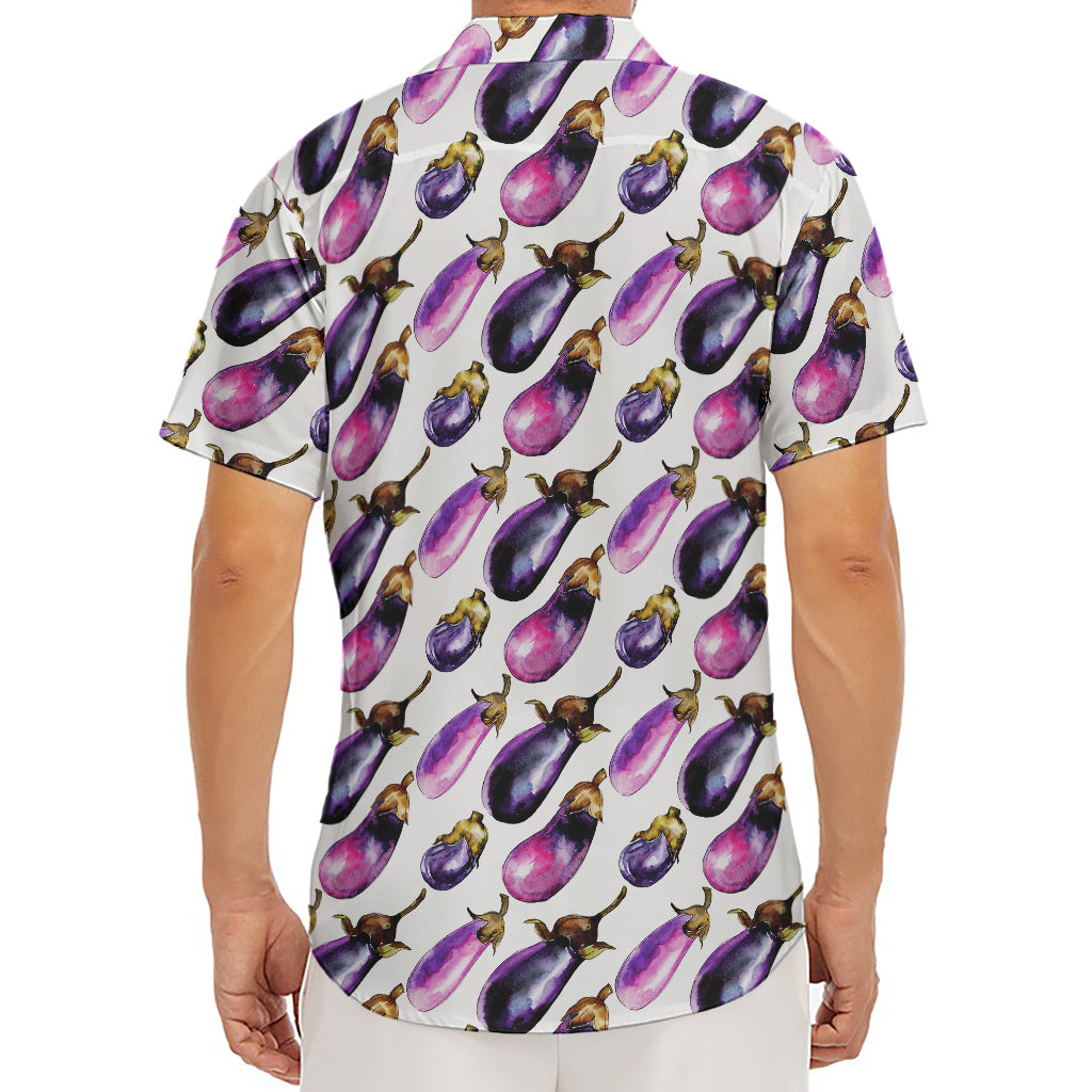 Watercolor Eggplant Pattern Print Men's Deep V-Neck Shirt