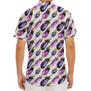 Watercolor Eggplant Pattern Print Men's Deep V-Neck Shirt