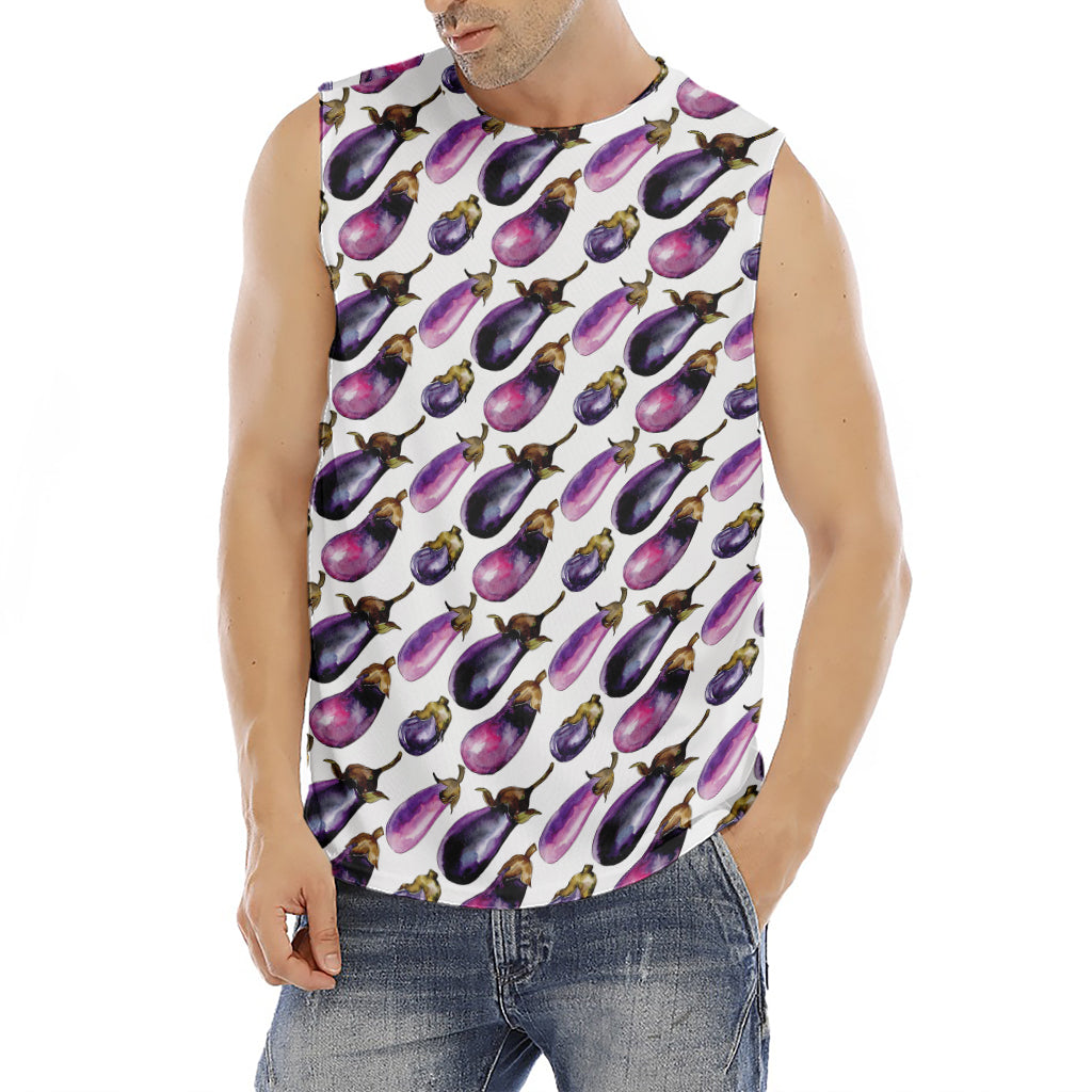 Watercolor Eggplant Pattern Print Men's Fitness Tank Top