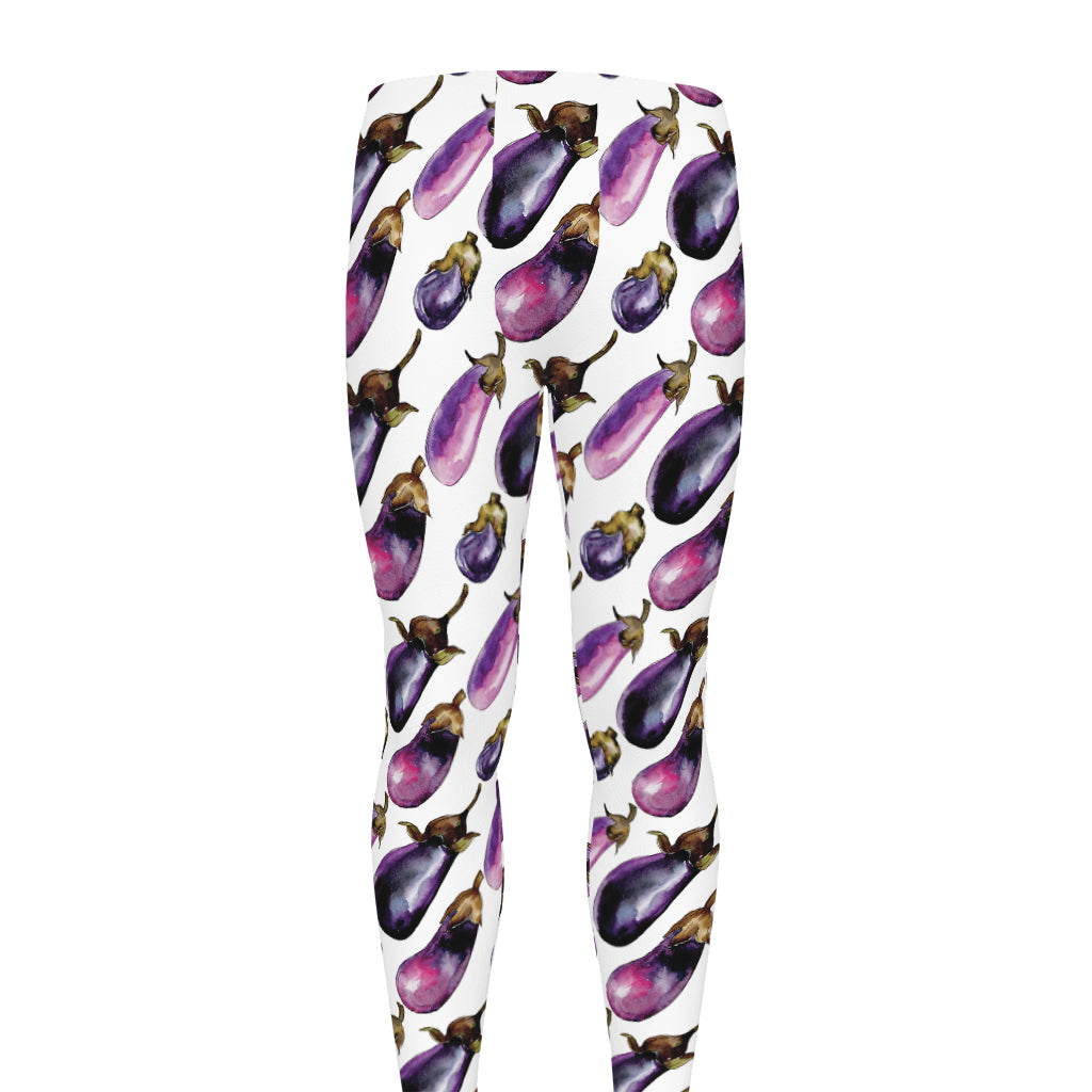 Watercolor Eggplant Pattern Print Men's leggings