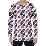 Watercolor Eggplant Pattern Print Men's Long Sleeve T-Shirt