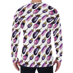 Watercolor Eggplant Pattern Print Men's Long Sleeve T-Shirt