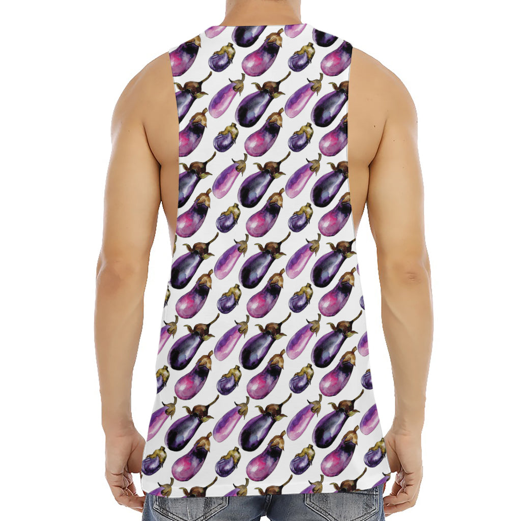 Watercolor Eggplant Pattern Print Men's Muscle Tank Top