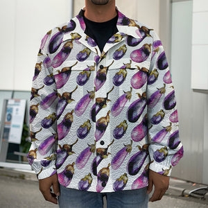 Watercolor Eggplant Pattern Print Men's Shirt Jacket