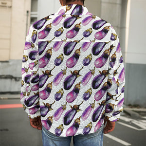 Watercolor Eggplant Pattern Print Men's Shirt Jacket