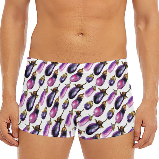 Watercolor Eggplant Pattern Print Men's Short Boxer Briefs