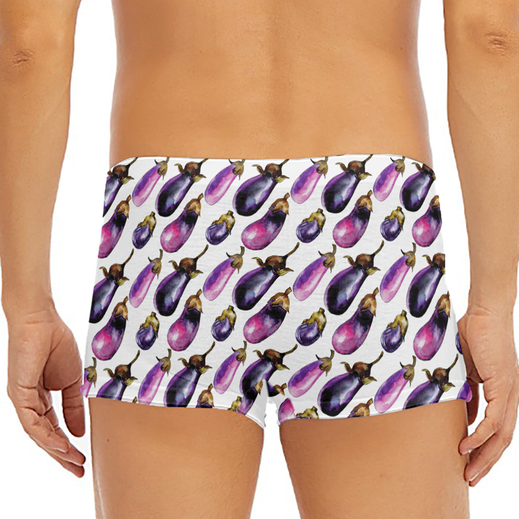 Watercolor Eggplant Pattern Print Men's Short Boxer Briefs